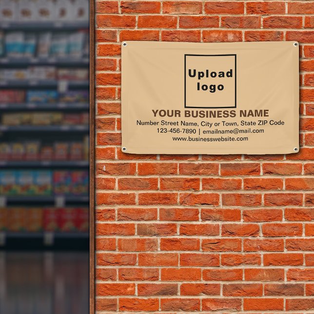 Center Aligned Business Brand on Light Brown Banner (Light brown banner with your business brand in center aligned style)