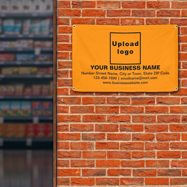 Center Aligned Business Brand on Orange Banner (Orange banner with your business brand in center aligned style)