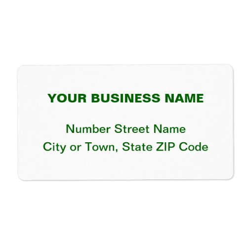 Center Aligned Green Plain Texts Business Shipping Label