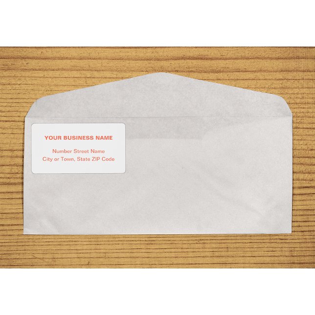 Center Aligned Orange Plain Text Business Shipping Label (Center aligned orange plain text business shipping label on envelope)