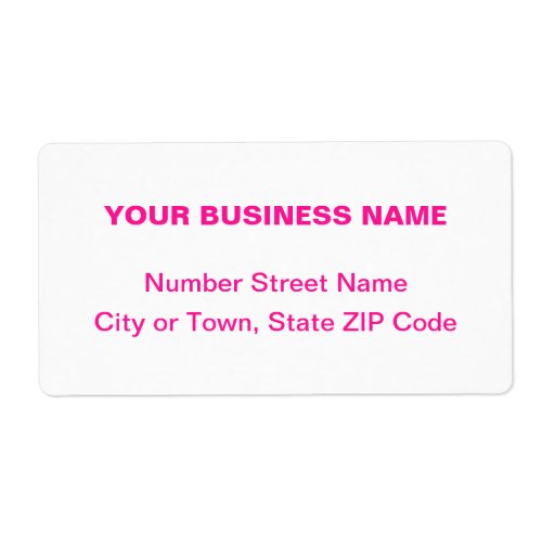 Center Aligned Pink Plain Texts Business Shipping Label