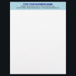 Center Aligned Plain Texts, Light Blue Heading of Letterhead<br><div class="desc">Simple and plain texts designs are often easy to understand and remember. Plain texts design heading of letterhead that you can customize to advertise your business or to promote your brand name to customers or clients. Customizable office supply that you can use to build brand name awareness. Design on the...</div>