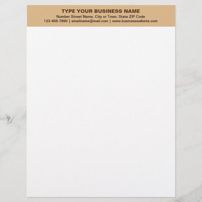 Center Aligned Plain Texts, Light Brown Heading of Letterhead (Front)