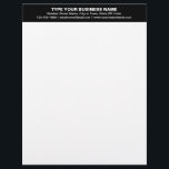 Center Aligned Plain Texts on Black Heading of Letterhead<br><div class="desc">Simple and plain texts designs are often easy to understand and remember. Plain texts design heading of letterhead that you can customize to advertise your business or to promote your brand name to customers or clients. Customizable office supply that you can use to build brand name awareness. Design on the...</div>