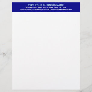 Center Aligned Plain Texts on Blue Heading of Letterhead