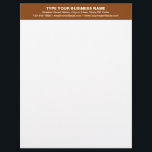 Center Aligned Plain Texts on Brown Heading of Letterhead<br><div class="desc">Simple and plain texts designs are often easy to understand and remember. Plain texts design heading of letterhead that you can customize to advertise your business or to promote your brand name to customers or clients. Customizable office supply that you can use to build brand name awareness. Design on the...</div>