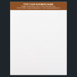 Center Aligned Plain Texts on Brown Heading of Letterhead<br><div class="desc">Simple and plain texts designs are often easy to understand and remember. Plain texts design heading of letterhead that you can customize to advertise your business or to promote your brand name to customers or clients. Customizable office supply that you can use to build brand name awareness. Design on the...</div>