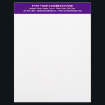 Center Aligned Plain Texts on Purple Heading of Letterhead<br><div class="desc">Simple and plain texts designs are often easy to understand and remember. Plain texts design heading of letterhead that you can customize to advertise your business or to promote your brand name to customers or clients. Customizable office supply that you can use to build brand name awareness. Design on the...</div>