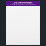 Center Aligned Plain Texts on Purple Heading of Letterhead<br><div class="desc">Simple and plain texts designs are often easy to understand and remember. Plain texts design heading of letterhead that you can customize to advertise your business or to promote your brand name to customers or clients. Customizable office supply that you can use to build brand name awareness. Design on the...</div>