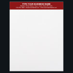 Center Aligned Plain Texts on Red Heading of Letterhead<br><div class="desc">Simple and plain texts designs are often easy to understand and remember. Plain texts design heading of letterhead that you can customize to advertise your business or to promote your brand name to customers or clients. Customizable office supply that you can use to build brand name awareness. Design on the...</div>