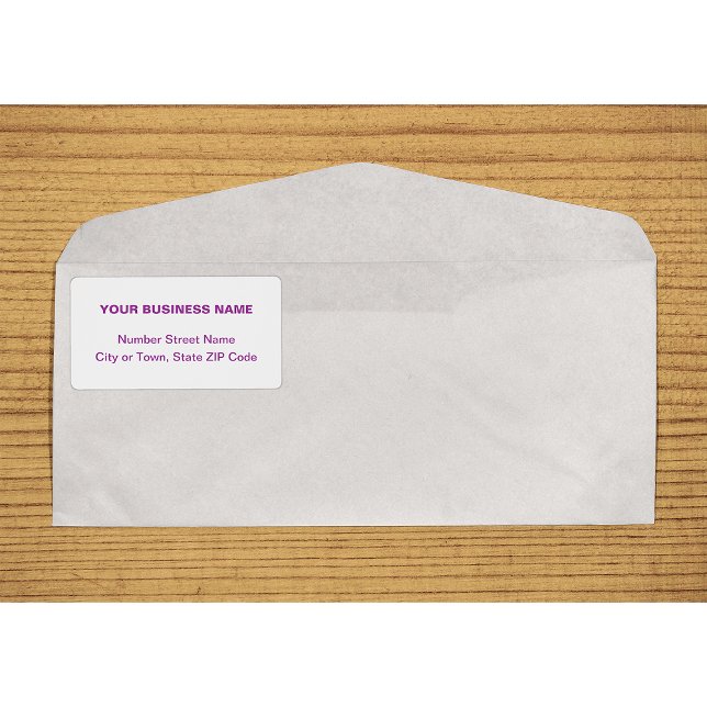 Center Aligned Purple Plain Text Business Shipping Label (Center aligned purple plain text business shipping label on envelope)