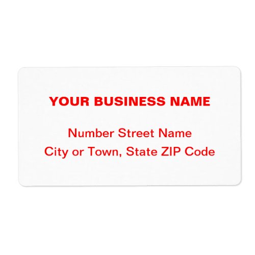Center Aligned Red Plain Texts Business Shipping Label