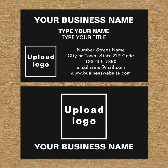 Center Aligned Style Black Business Card (The front and back of the black business card)