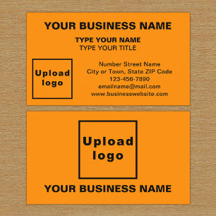 Center Aligned Style Orange Color Business Card