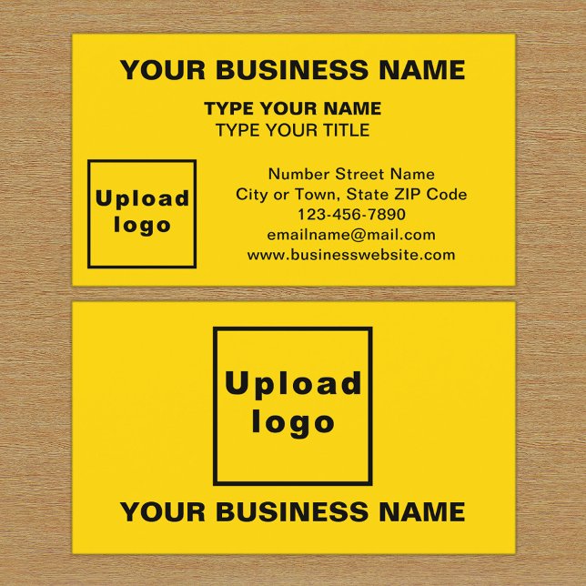 Center Aligned Style Yellow Business Card (The front and back of the yellow business card)