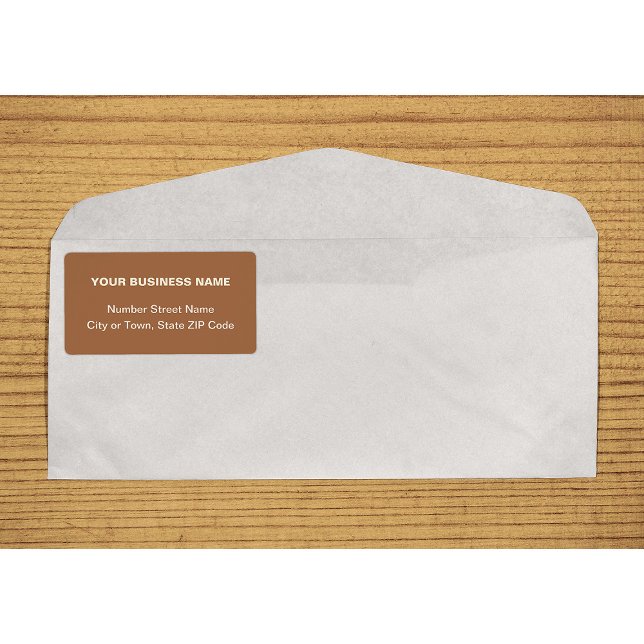 Center Aligned Text Based Brown Business Shipping Label (Center aligned plain text business brown shipping label on envelope)