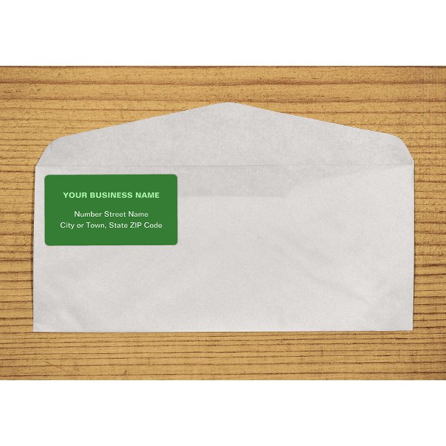 Center Aligned Text Based Green Business Shipping Label (Center aligned plain text business green shipping label on envelope)