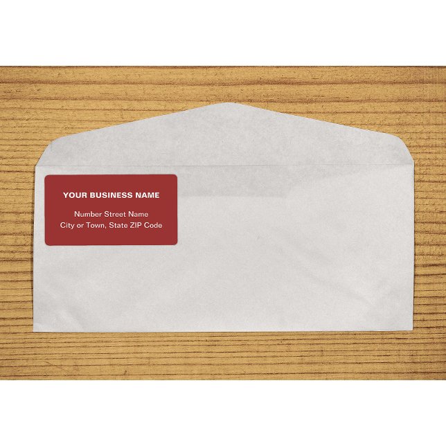 Center Aligned Text Based Red Business Shipping Label (Center aligned plain text business red shipping label on envelope)