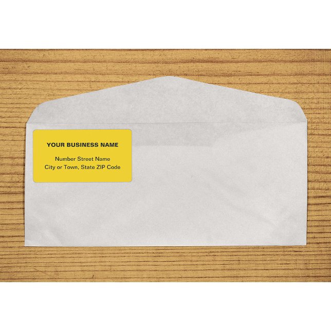 Center Aligned Text Based Yellow Business Shipping Label (Center aligned plain text business yellow shipping label on envelope)