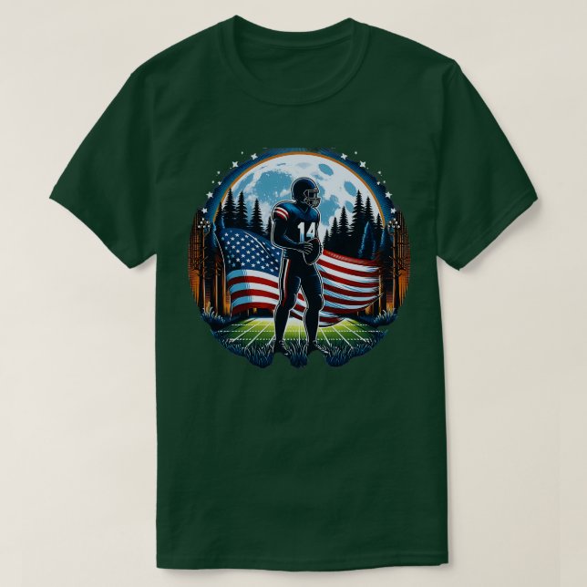 Center American Flag Full Moon Player 1 T-Shirt (Design Front)