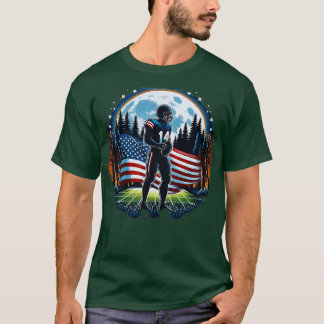 Center American Flag Full Moon Player 1 T-Shirt