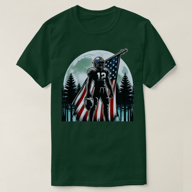 Center American Flag Full Moon Player 3 T-Shirt (Design Front)