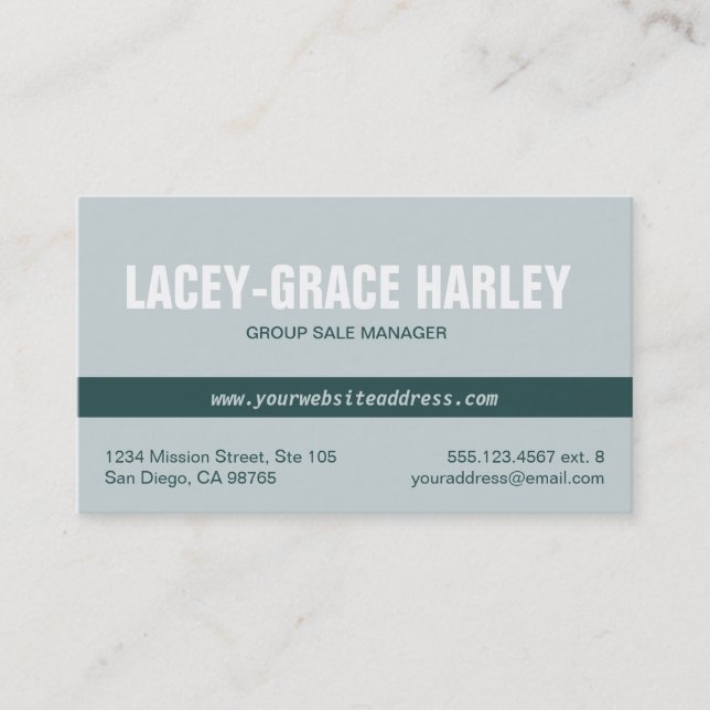 Center attention green stripe gray professional business card (Front)