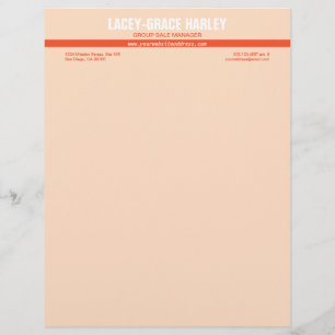 Center attention orange stripe pink professional letterhead