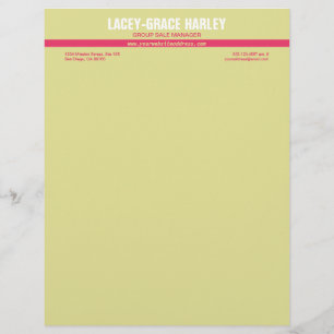 Center attention pink stripe ecru professional letterhead