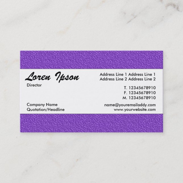 Center Band 020 - Violet Embossed Texture Business Card (Front)