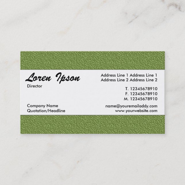 Center Band 021 - Green Embossed Texture Business Card (Front)
