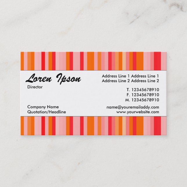 Center Band 026 - Striped Pattern Business Card (Front)