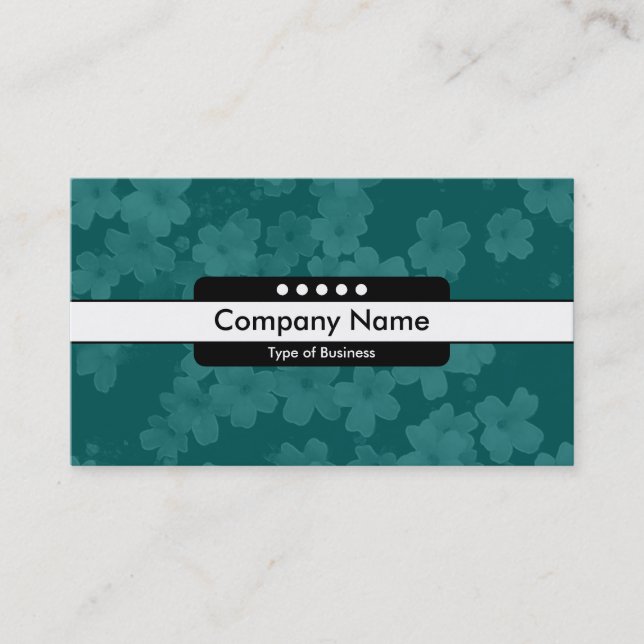 Center Band 5 Spots - Flowers - Teal Business Card (Front)