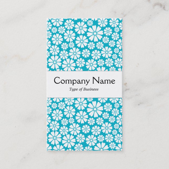 Center Band - 8 Petals - White on Aqua Blue Business Card (Front)