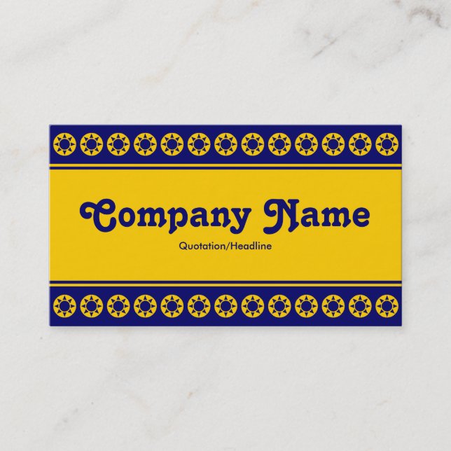 Center Band (Amber Sun Border) V2 - Deep Blue Business Card (Front)