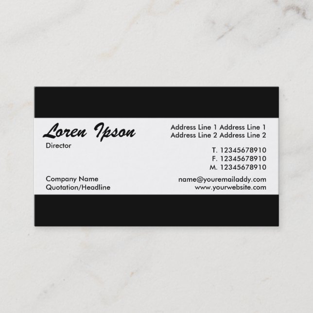 Center Band - Black Business Card (Front)