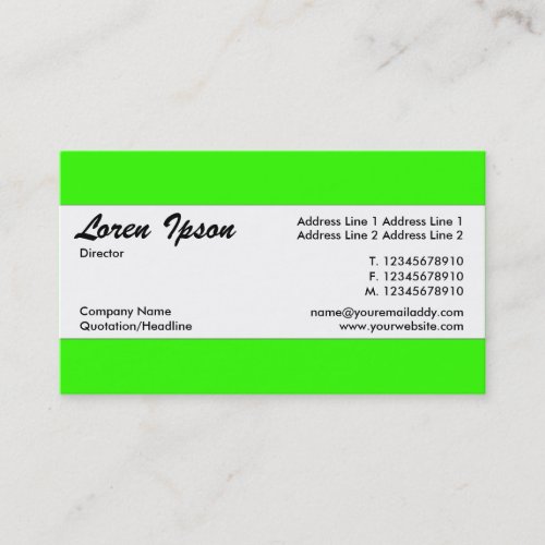 Center Band _ Brght Green 33FF00 Business Card