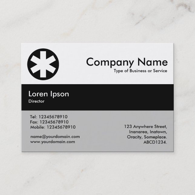Center Band Colors - Black - Asterisk Business Card (Front)