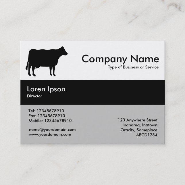 Center Band Colors - Black - Cow Business Card (Front)
