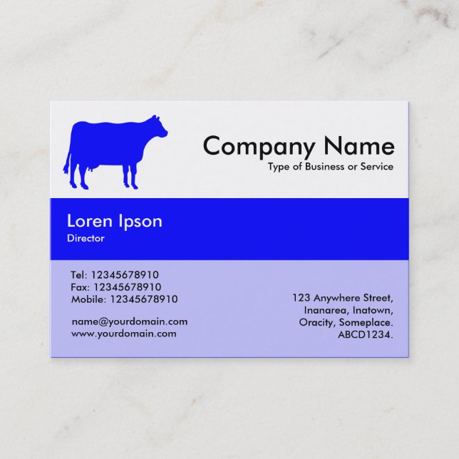 Center Band Colors - Blue - Cow Business Card (Front)