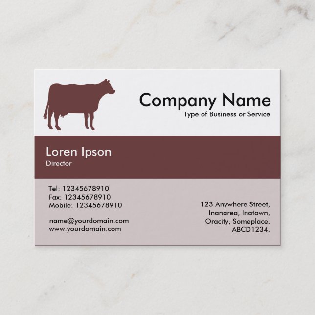 Center Band Colors - Brown - Cow Business Card (Front)
