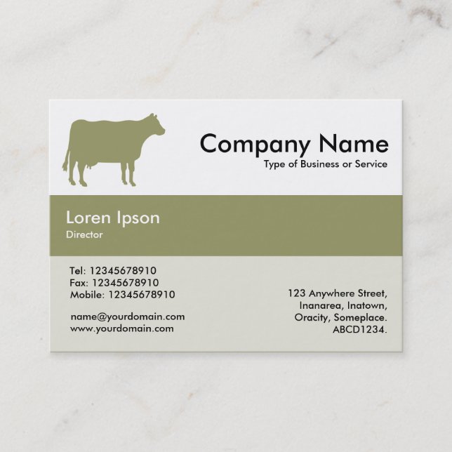Center Band Colors - Khaki - Cow Business Card (Front)