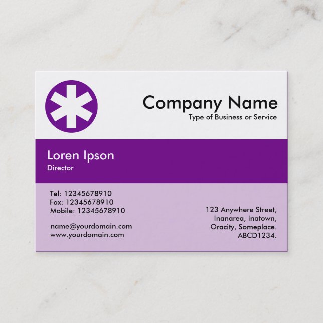 Center Band Colors - Purple - Asterisk Business Card (Front)