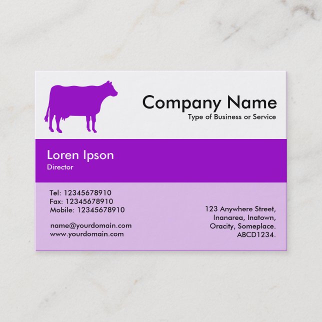 Center Band Colors - Purple - Cow Business Card (Front)