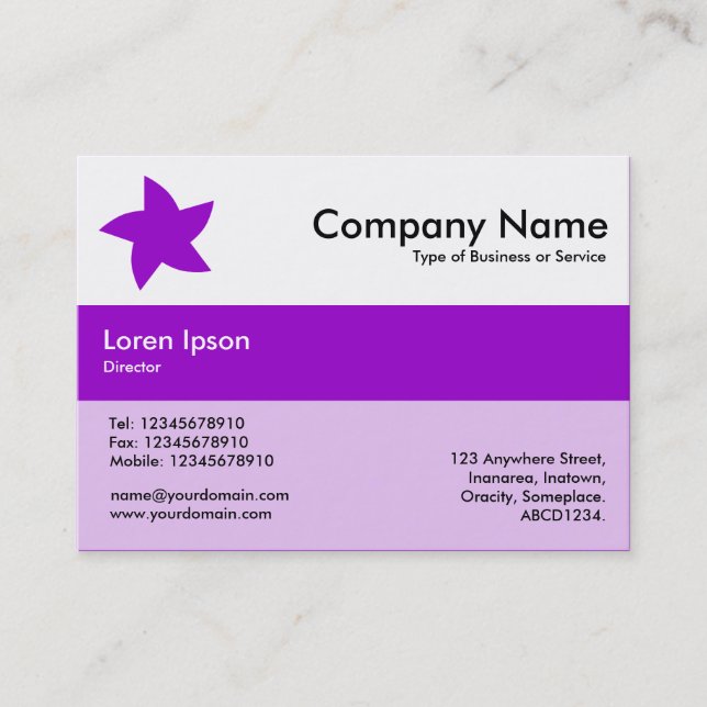 Center Band Colors - Purple - Rotating Star Business Card (Front)