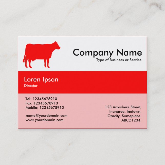 Center Band Colors - Red - Cow Business Card (Front)