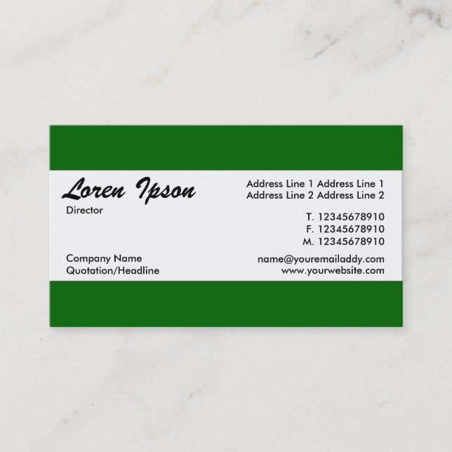 Center Band - Deep Grass Green (006600) Business Card (Front)