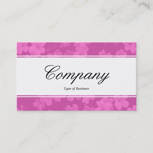 Center Band (edged) - Script - Flowers Pink Business Card (Front)
