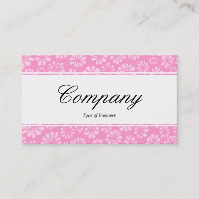 Center Band (edged) - Script - Pink Floral Business Card (Front)