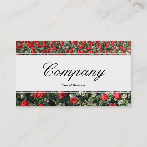 Center Band edged _ Script _ Red Tulips and Prim Business Card